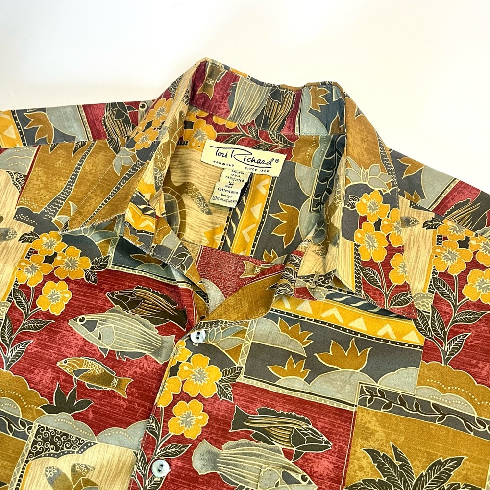 VTG Tori Richard Hawaiian Shirt Mens Sz M Multicolor Floral Tropical Cotton Lawn